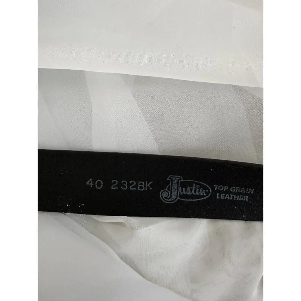 JUSTIN Mens size 40 Black Genuine Leather Belt PEBBLED 1.5